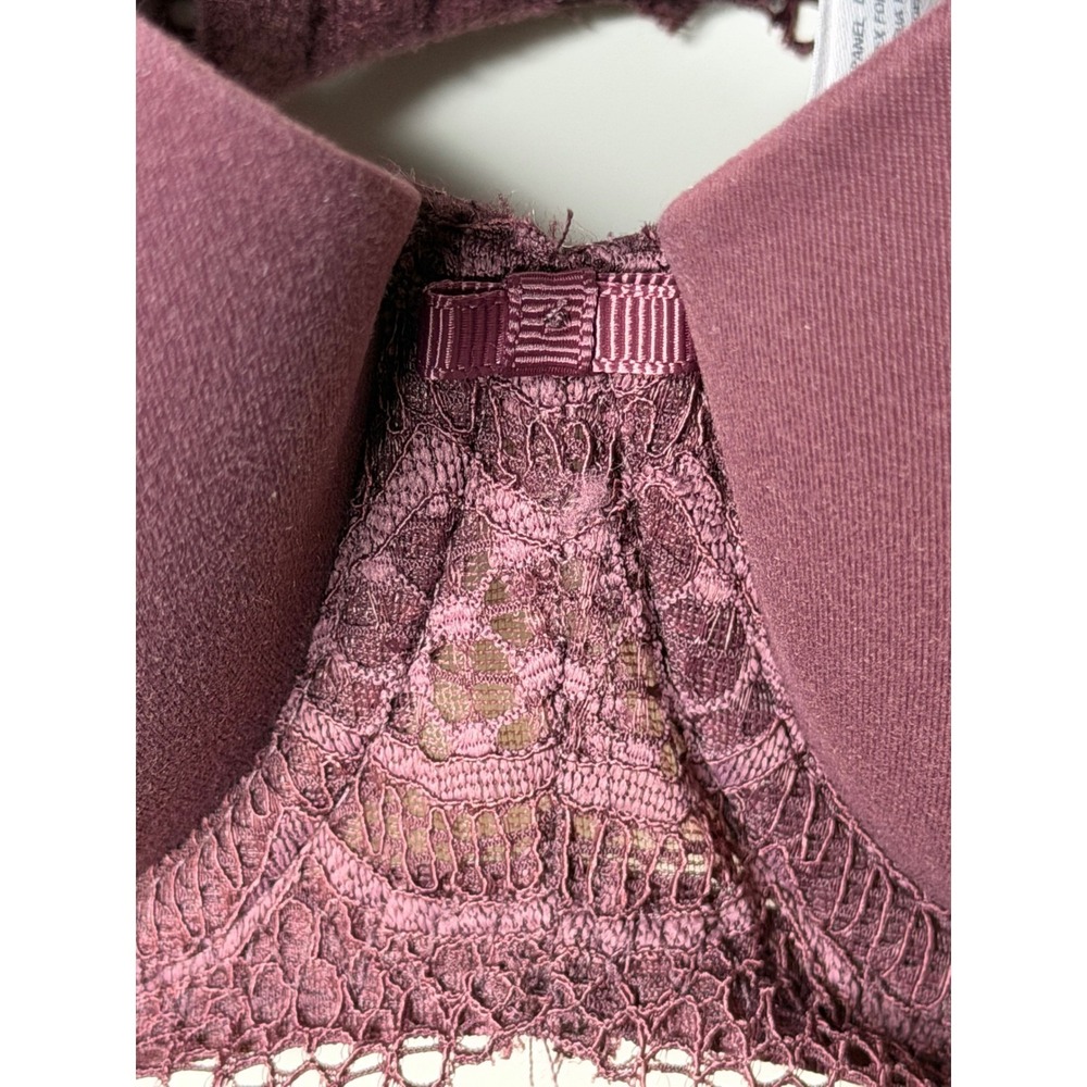 Auden NWT Burgundy Mist Lace Push Up Bra 34C Plum Purple Feminine T-Shirt - Picture 3 of 8